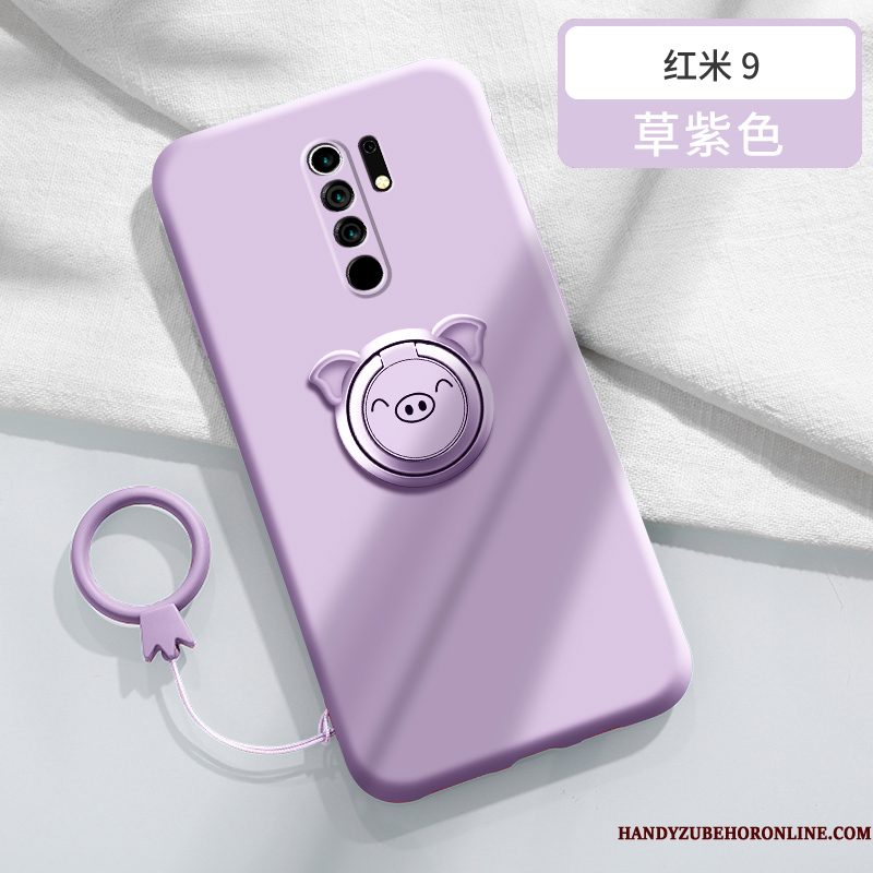 Hoesje Redmi 9 Zakken Ring Magnetisch, Hoes Redmi 9 Bescherming Persoonlijk Rood