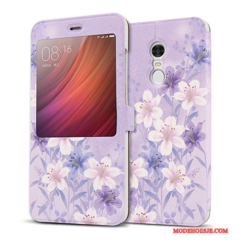 Hoesje Redmi Note 4x Leer Telefoon Rood, Hoes Redmi Note 4x Folio Mesh Purper