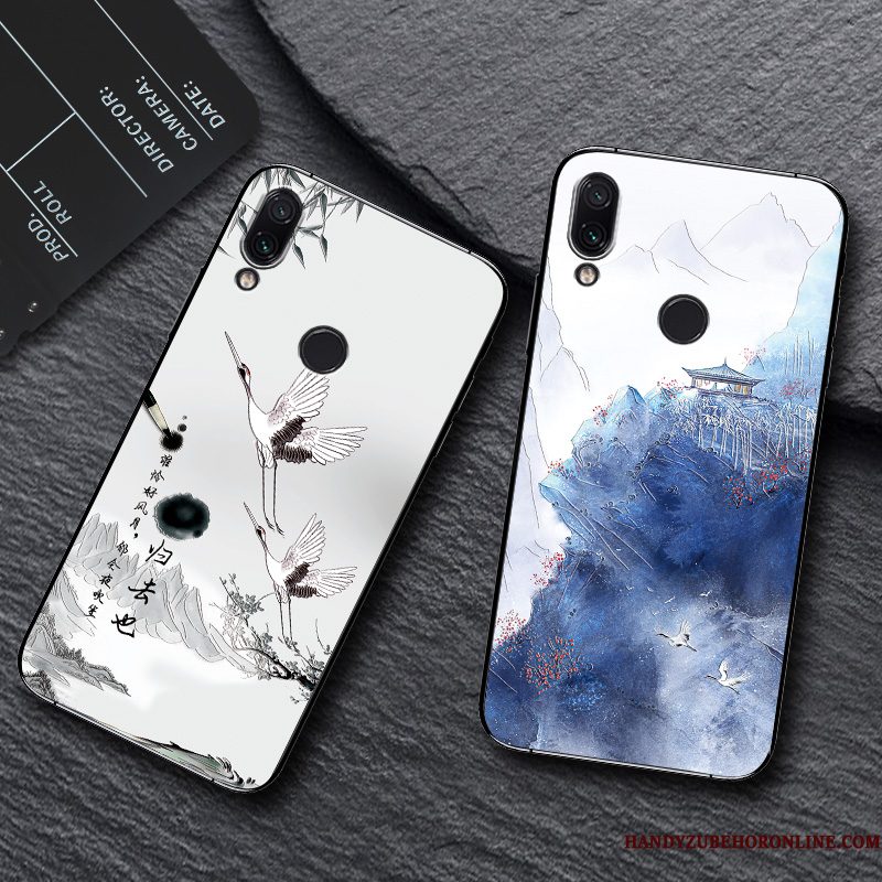 Hoesje Redmi Note 7 Bescherming Rood Schrobben, Hoes Redmi Note 7 Zacht Mini Anti-fall