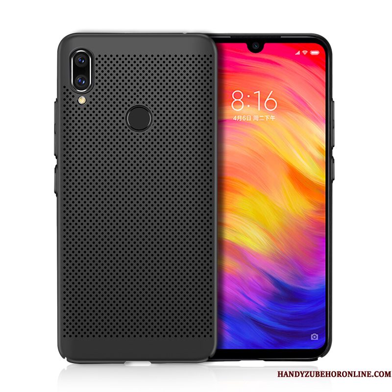 Hoesje Redmi Note 7 Bescherming Zwart Trend, Hoes Redmi Note 7 Ademend Hard