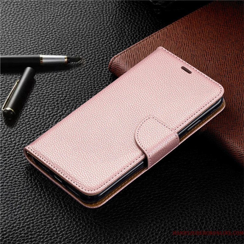 Hoesje Redmi Note 7 Leer Roze Rood, Hoes Redmi Note 7 Bescherming Minitelefoon