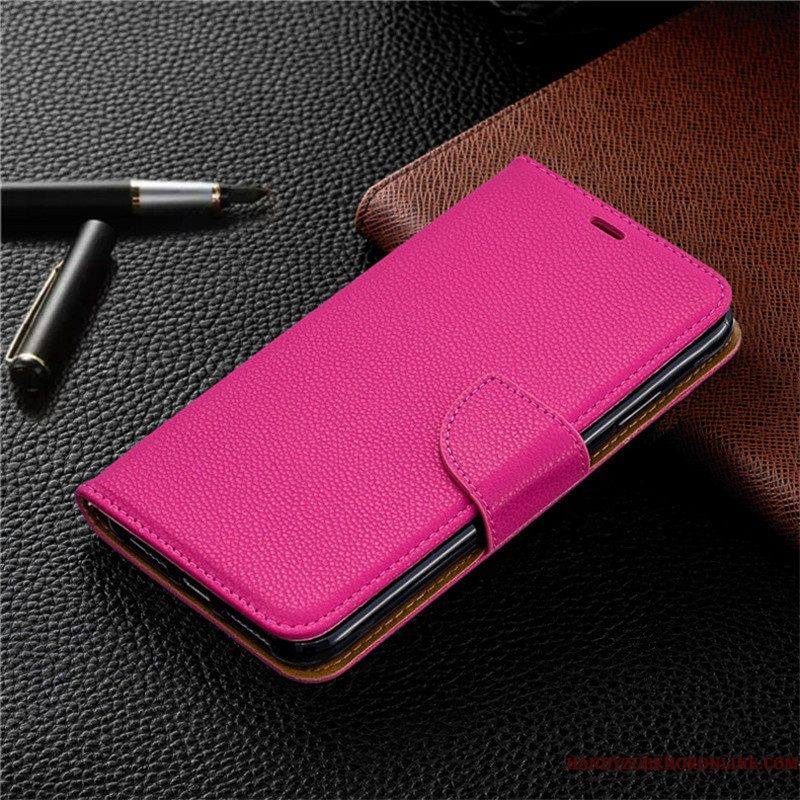 Hoesje Redmi Note 8t Bescherming Kaart Rood, Hoes Redmi Note 8t Leer Minitelefoon