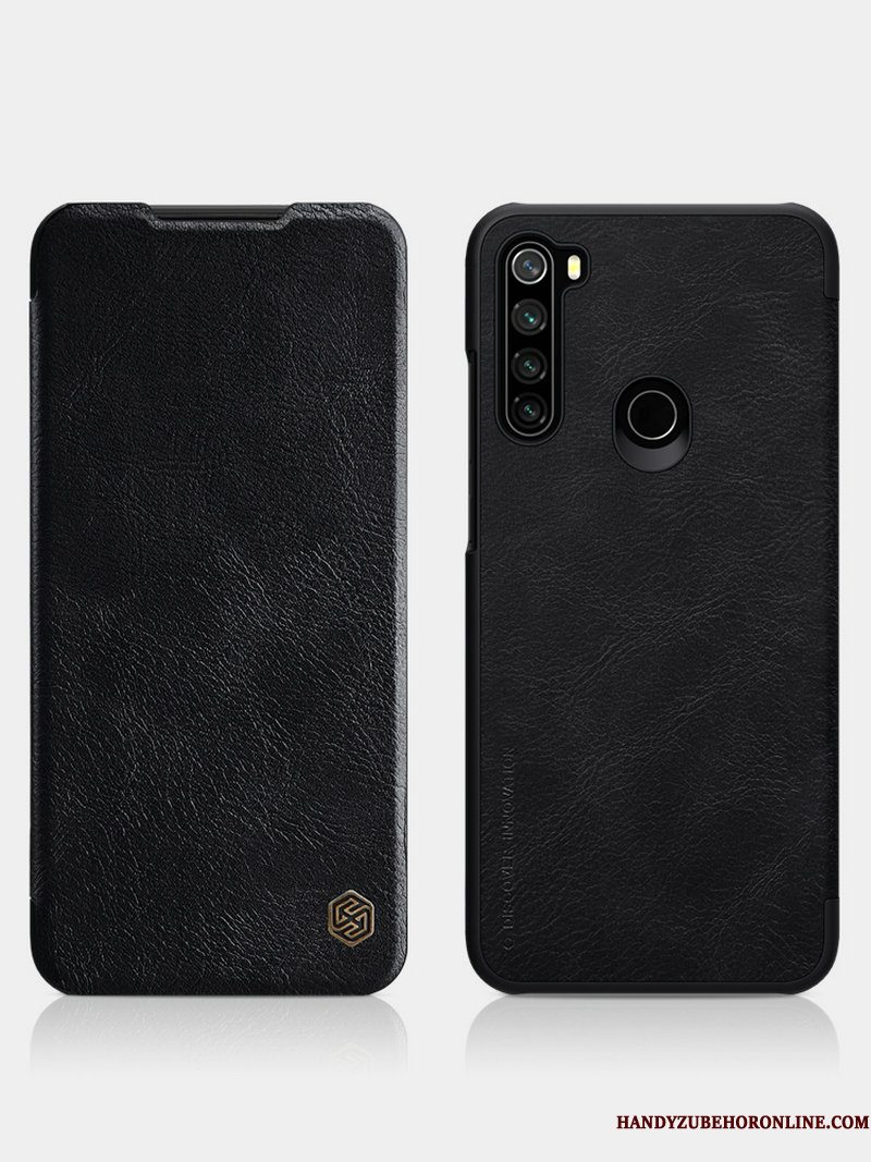 Hoesje Redmi Note 8t Leer Roodtelefoon, Hoes Redmi Note 8t Folio Goud Zwart