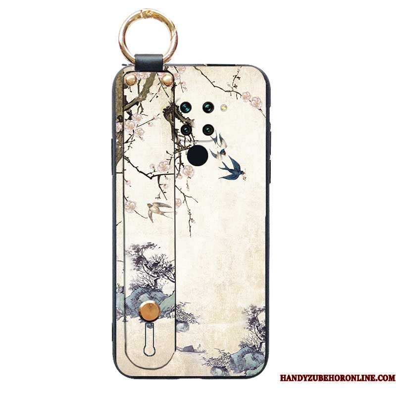 Hoesje Redmi Note 9 Vintage Trend Anti-fall, Hoes Redmi Note 9 Siliconen Rood Hanger