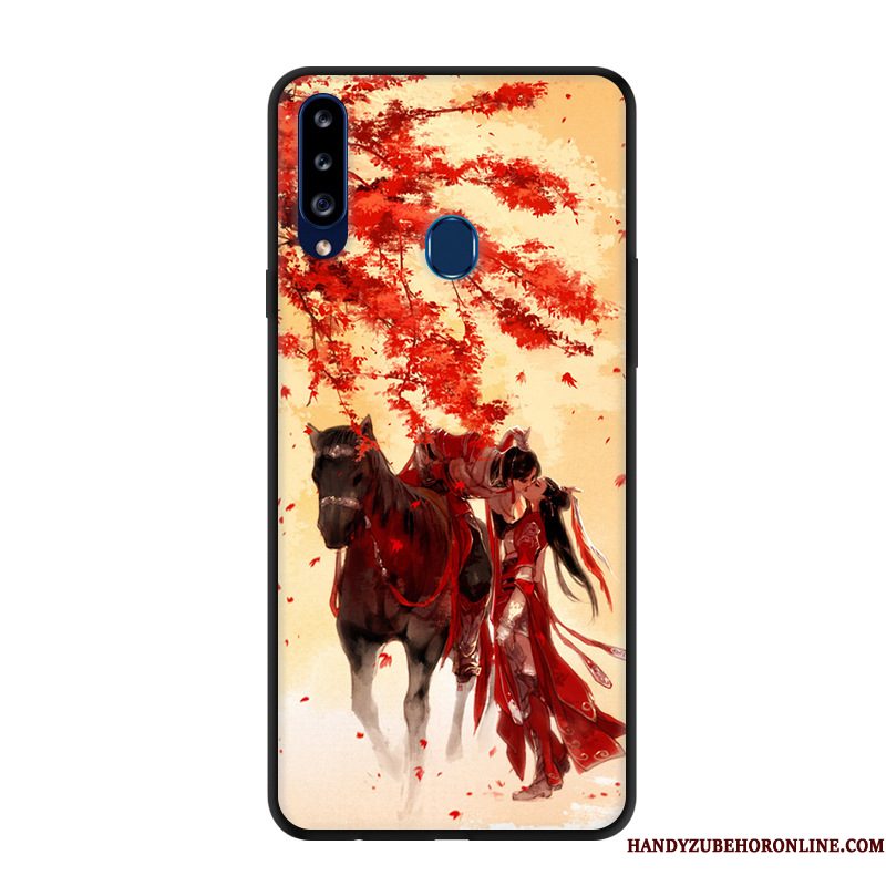 Hoesje Samsung Galaxy A20s Spotprent Anti-fall Rood, Hoes Samsung Galaxy A20s Bescherming Telefoon