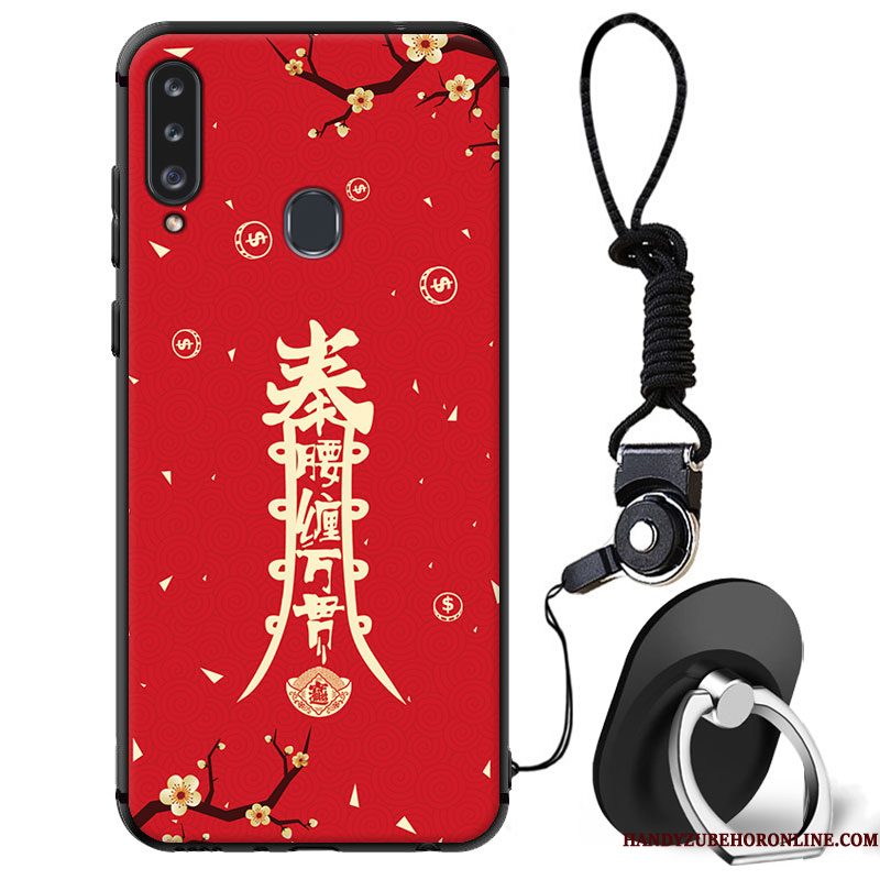 Hoesje Samsung Galaxy A20s Zacht Rijkdom Nieuw, Hoes Samsung Galaxy A20s Siliconen Rood Net Red