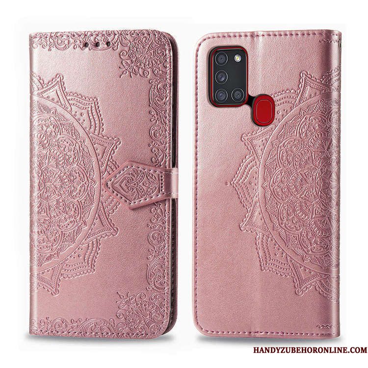 Hoesje Samsung Galaxy A21s Folio Telefoon Roze, Hoes Samsung Galaxy A21s Portemonnee Anti-fall