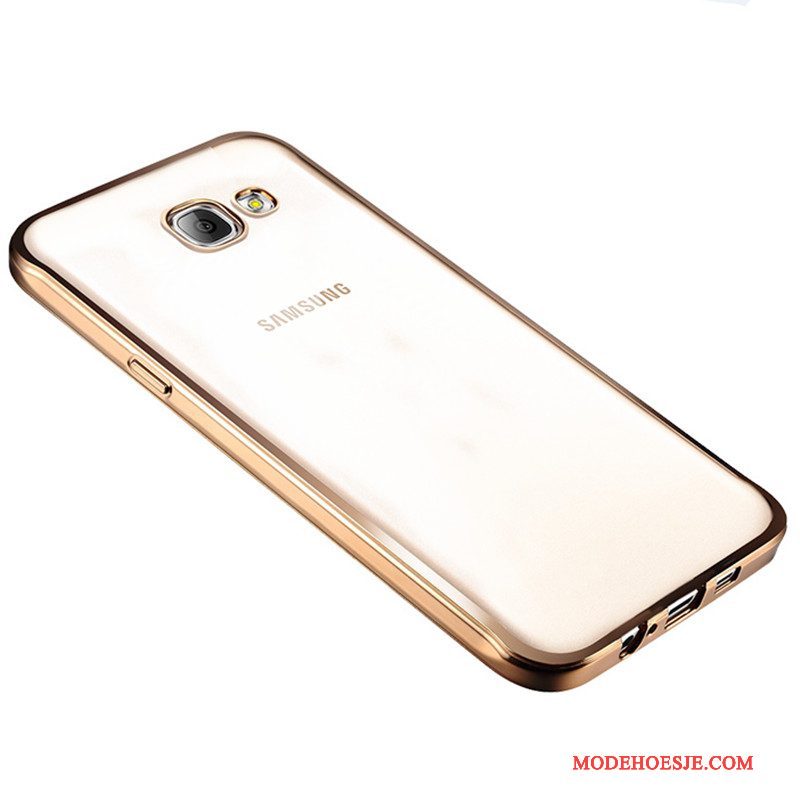 Hoesje Samsung Galaxy A3 2016 Siliconen Doorzichtig Goud, Hoes Samsung Galaxy A3 2016 Zacht