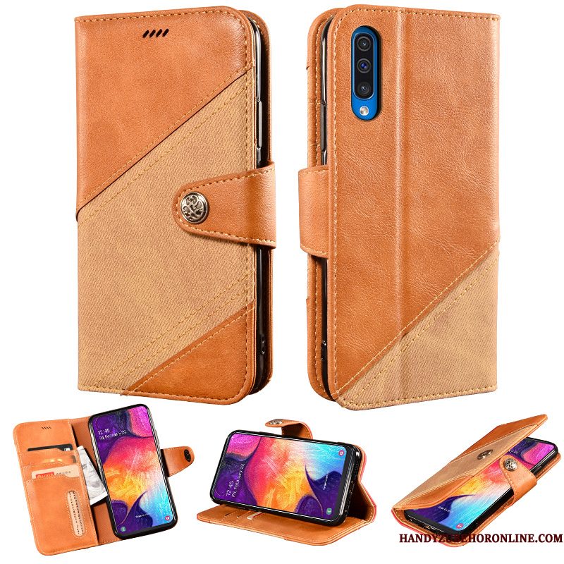 Hoesje Samsung Galaxy A30s Folio Verbinding Geel, Hoes Samsung Galaxy A30s Zacht Magnetisch Gemeenschappelijk