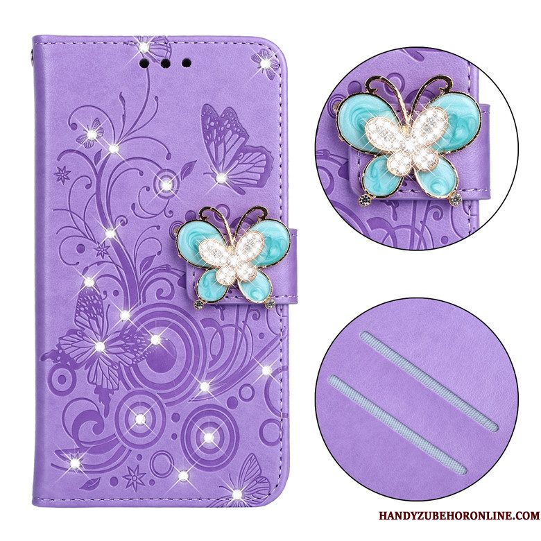 Hoesje Samsung Galaxy A30s Siliconen Purper Anti-fall, Hoes Samsung Galaxy A30s Zacht Telefoon Vlinder