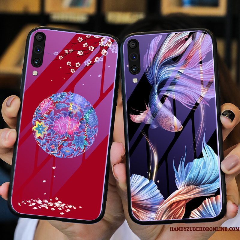 Hoesje Samsung Galaxy A30s Zacht Purper Anti-fall, Hoes Samsung Galaxy A30s Vintage Chinese Stijl Trend