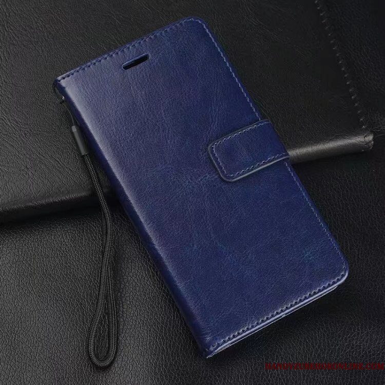 Hoesje Samsung Galaxy A40 Leer Telefoon Donkerblauw, Hoes Samsung Galaxy A40 Bescherming