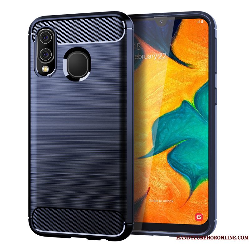 Hoesje Samsung Galaxy A40 Siliconen Blauw Anti-fall, Hoes Samsung Galaxy A40 Zacht Telefoon Patroon