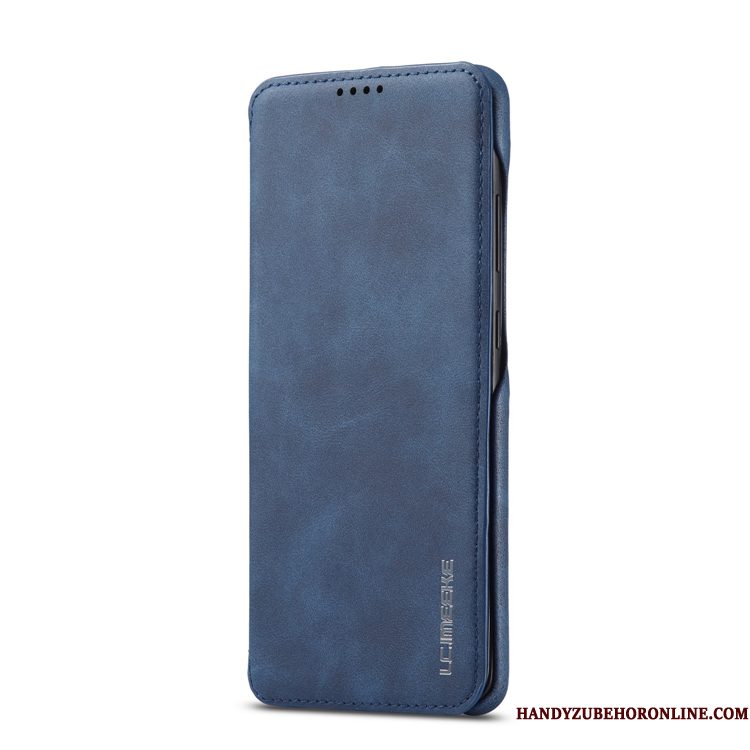 Hoesje Samsung Galaxy A41 Leer Blauw Magnetisch, Hoes Samsung Galaxy A41 Bescherming Anti-falltelefoon