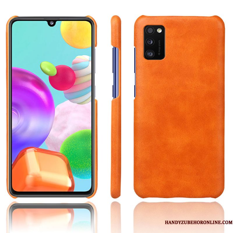 Hoesje Samsung Galaxy A41 Zakken Lichte En Dun Oranje, Hoes Samsung Galaxy A41 Leer Kwaliteittelefoon