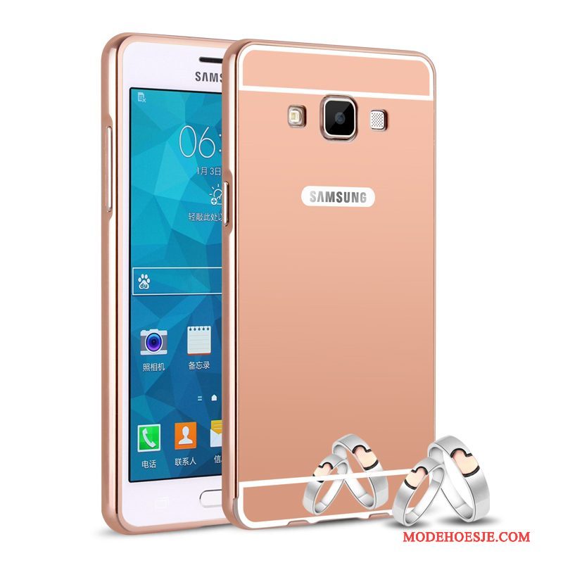 Hoesje Samsung Galaxy A5 2015 Metaal Anti-fall Roze, Hoes Samsung Galaxy A5 2015 Bescherming Omlijsting Achterklep