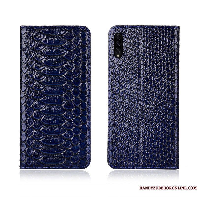 Hoesje Samsung Galaxy A50s Bescherming Blauw Nieuw, Hoes Samsung Galaxy A50s Folio Telefoon Schrobben