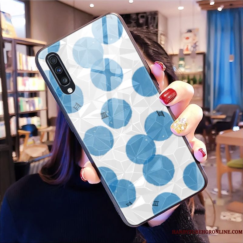 Hoesje Samsung Galaxy A50s Zacht Telefoon Patroon, Hoes Samsung Galaxy A50s Spotprent Ruit Blauw