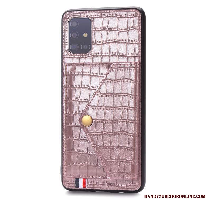 Hoesje Samsung Galaxy A51 Siliconen Anti-fall Kaart, Hoes Samsung Galaxy A51 Bescherming Telefoon Rose Goud