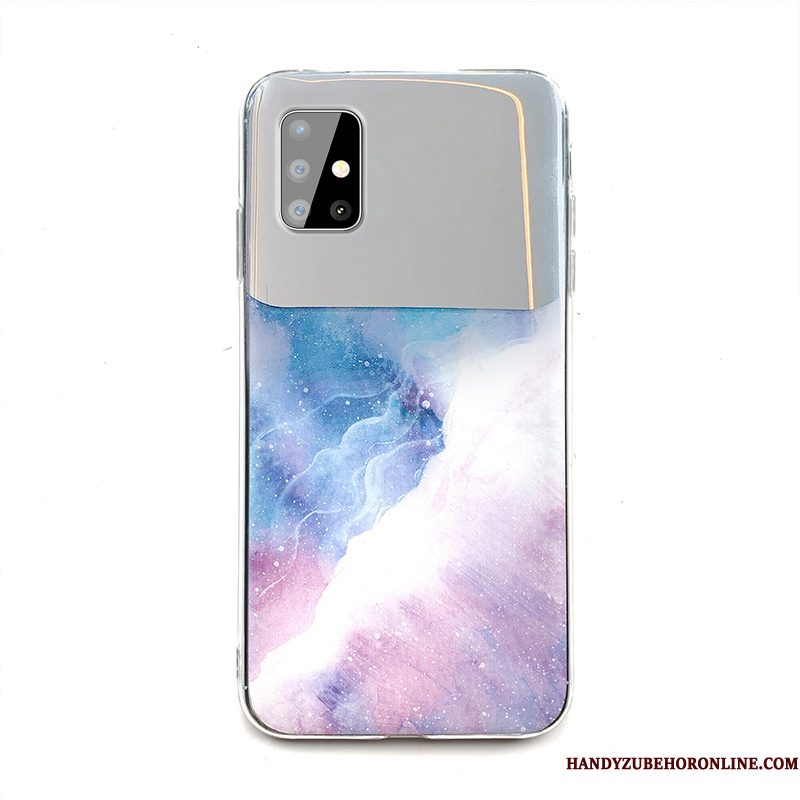 Hoesje Samsung Galaxy A51 Siliconen Telefoon Hanger, Hoes Samsung Galaxy A51 Bescherming Purper Anti-fall