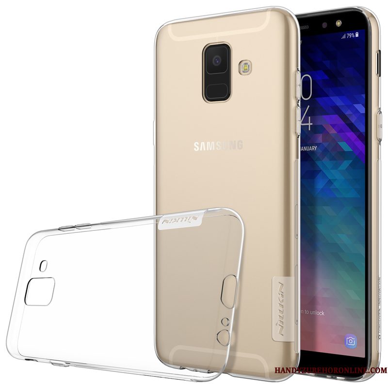 Hoesje Samsung Galaxy A6+ Siliconen Antislip Doorzichtig, Hoes Samsung Galaxy A6+ Zacht Telefoon Goud