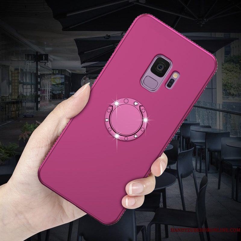 Hoesje Samsung Galaxy A6 Zacht Ringtelefoon, Hoes Samsung Galaxy A6 Trass Purper Rood