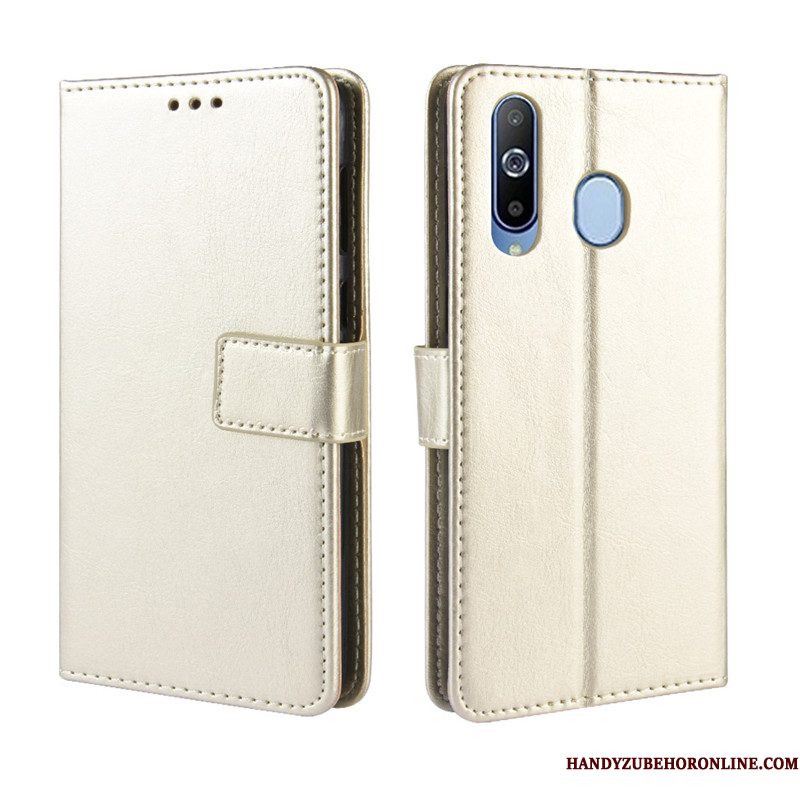 Hoesje Samsung Galaxy A60 Bescherming Goud Hanger, Hoes Samsung Galaxy A60 Folio Telefoon