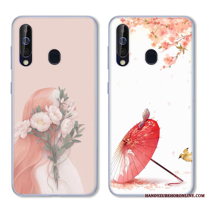 Hoesje Samsung Galaxy A60 Zacht Anti-fall Wit, Hoes Samsung Galaxy A60 Bescherming Telefoon Roze