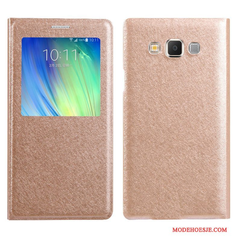 Hoesje Samsung Galaxy A7 2015 Bescherming Anti-falltelefoon, Hoes Samsung Galaxy A7 2015 Folio Goud