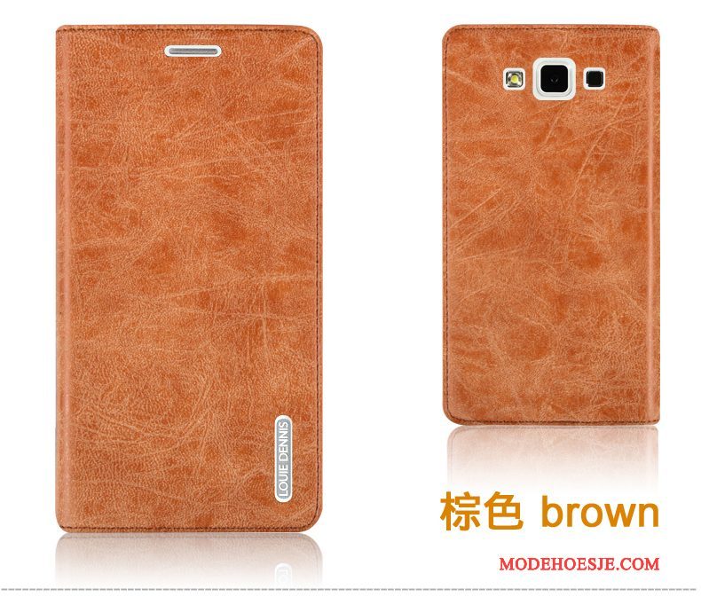 Hoesje Samsung Galaxy A7 2015 Folio Trend Duurzaam, Hoes Samsung Galaxy A7 2015 Leer Telefoon Oranje