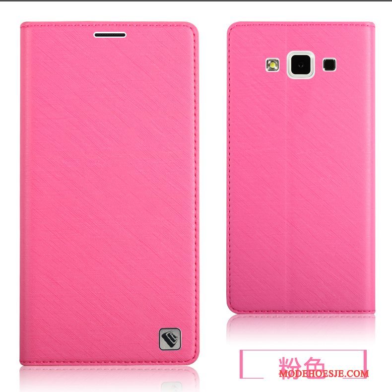 Hoesje Samsung Galaxy A7 2015 Leer Telefoon Roze, Hoes Samsung Galaxy A7 2015 Zacht Achterklep