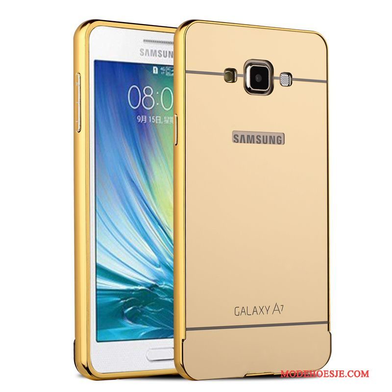 Hoesje Samsung Galaxy A7 2015 Metaal Telefoon Goud, Hoes Samsung Galaxy A7 2015 Bescherming Omlijsting