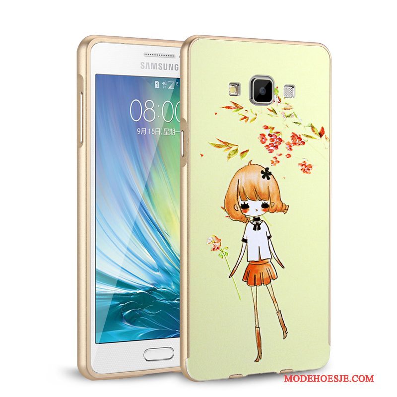 Hoesje Samsung Galaxy A7 2015 Metaal Telefoon Omlijsting, Hoes Samsung Galaxy A7 2015 Bescherming Groen