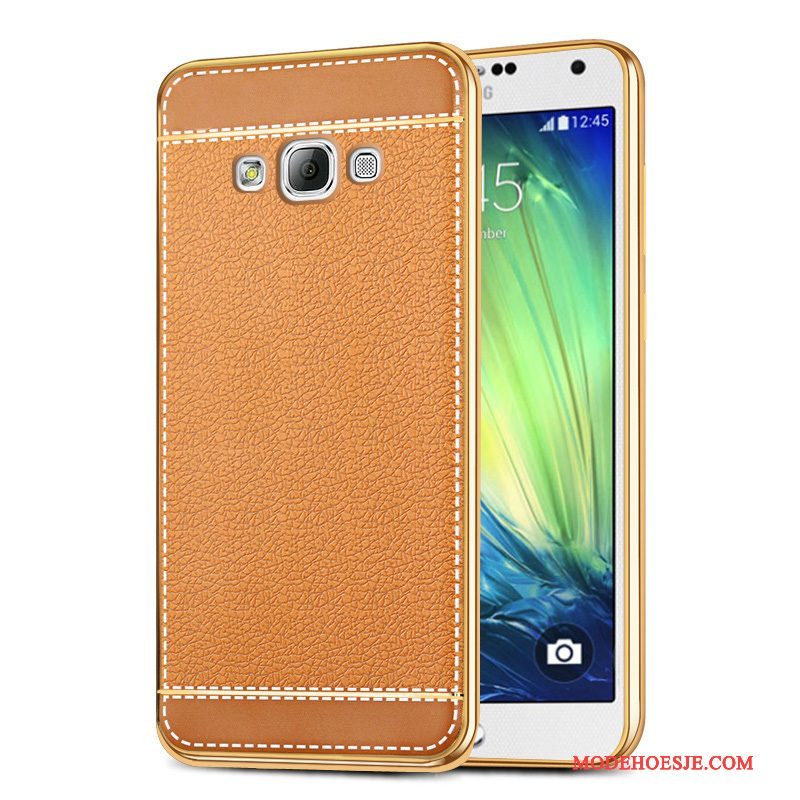 Hoesje Samsung Galaxy A7 2015 Siliconen Anti-fall Geel, Hoes Samsung Galaxy A7 2015 Oranjetelefoon
