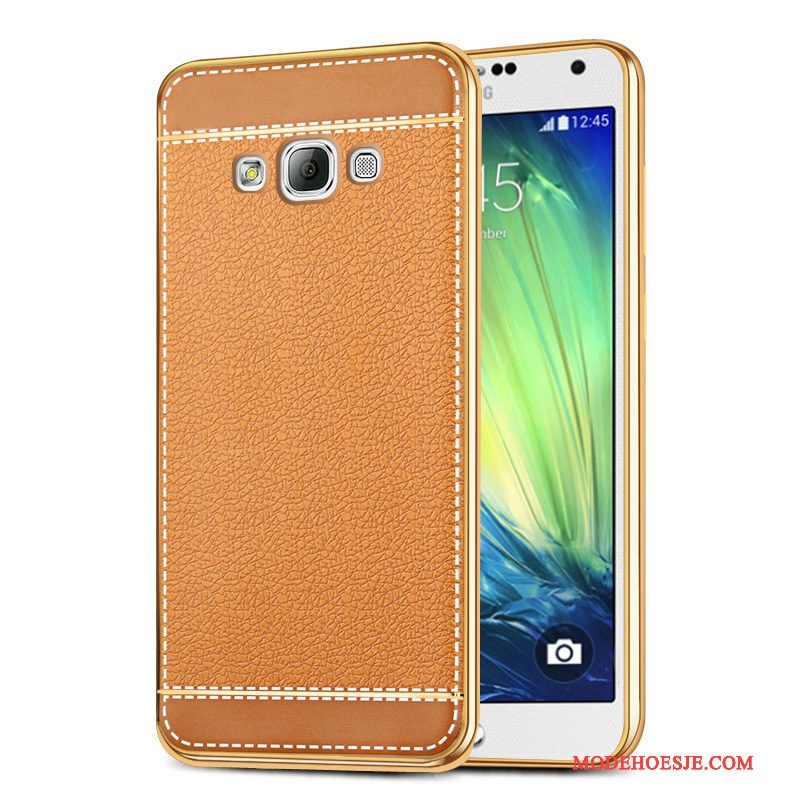 Hoesje Samsung Galaxy A7 2015 Siliconen Anti-fall Geel, Hoes Samsung Galaxy A7 2015 Oranjetelefoon