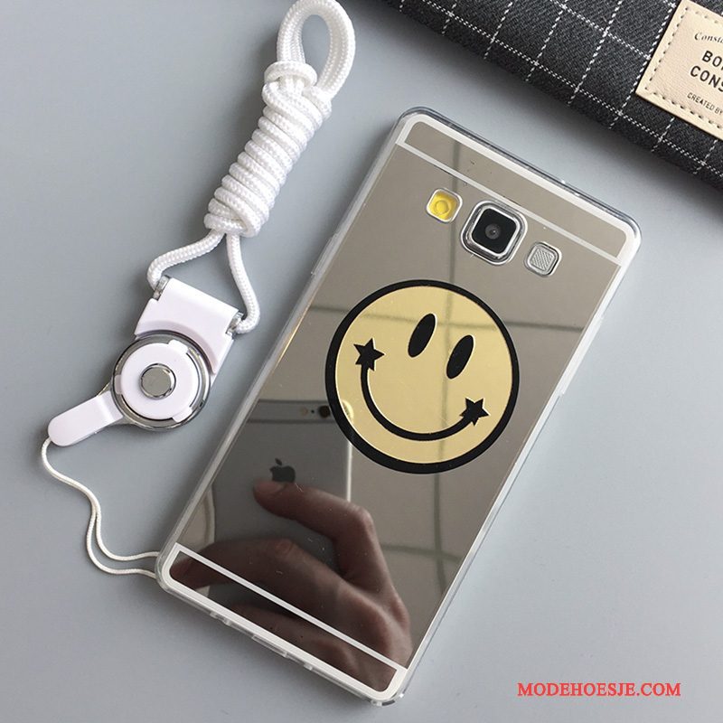 Hoesje Samsung Galaxy A7 2015 Siliconen Smiley Anti-fall, Hoes Samsung Galaxy A7 2015 Zakken Hanger Spiegel