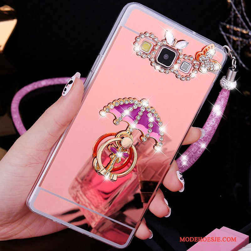 Hoesje Samsung Galaxy A7 2015 Zacht Telefoon Roze, Hoes Samsung Galaxy A7 2015 Zakken Anti-fall Trend