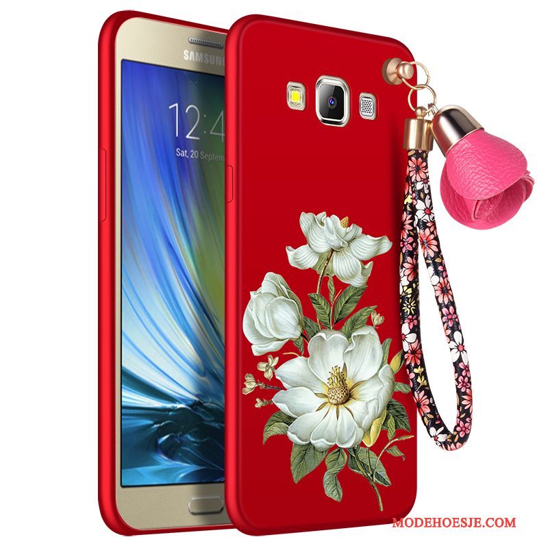 Hoesje Samsung Galaxy A7 2015 Zacht Trend Rood, Hoes Samsung Galaxy A7 2015 Zakken Schrobbentelefoon