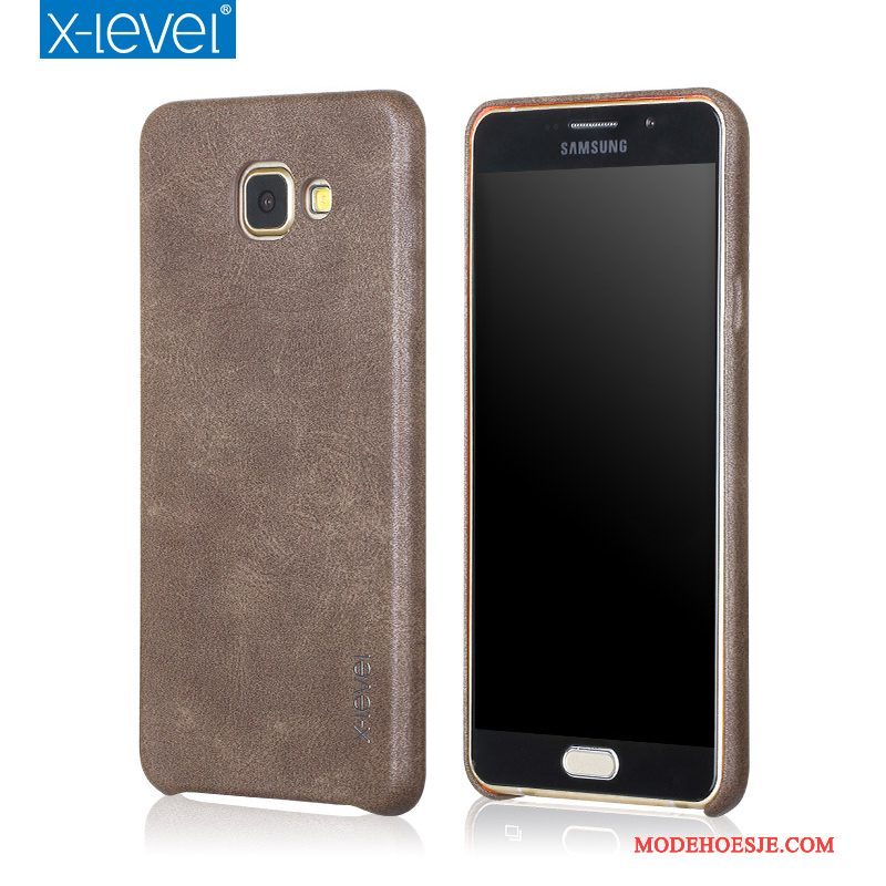 Hoesje Samsung Galaxy A7 2016 Leer Telefoon Anti-fall, Hoes Samsung Galaxy A7 2016 Bescherming Dun Khaki