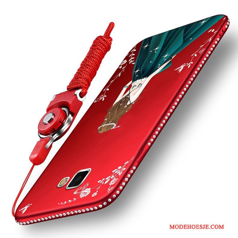 Hoesje Samsung Galaxy A7 2016 Siliconen Rood Schrobben, Hoes Samsung Galaxy A7 2016 Zacht Anti-falltelefoon