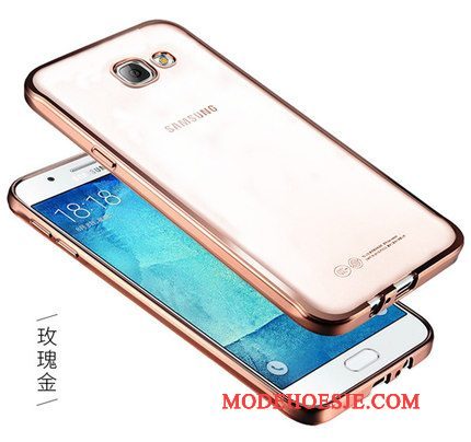 Hoesje Samsung Galaxy A7 2017 Zacht Doorzichtig Roze, Hoes Samsung Galaxy A7 2017 Bescherming Telefoon