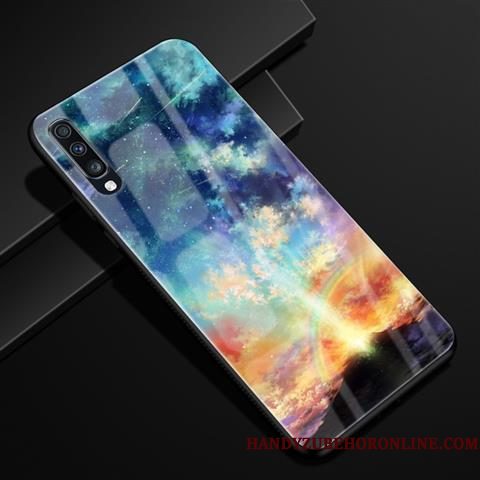 Hoesje Samsung Galaxy A70 Scheppend Telefoon Blauw, Hoes Samsung Galaxy A70 Bescherming Patroon Anti-fall