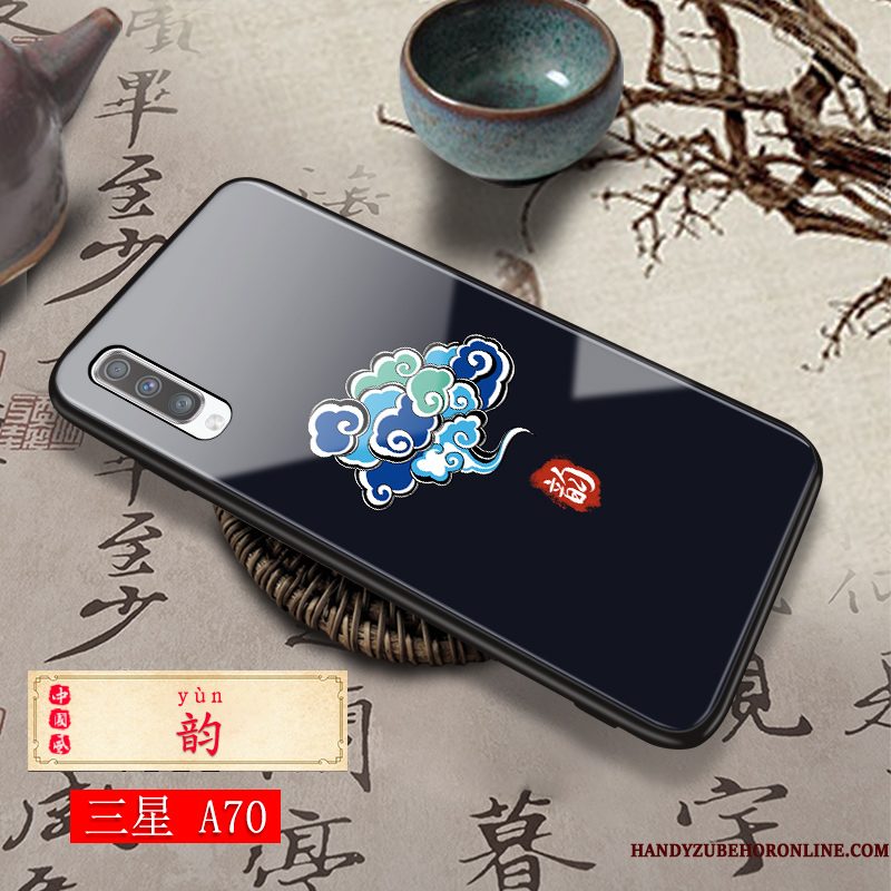 Hoesje Samsung Galaxy A70 Scheppend Zwart Eenvoudige, Hoes Samsung Galaxy A70 Siliconen Hard Net Red