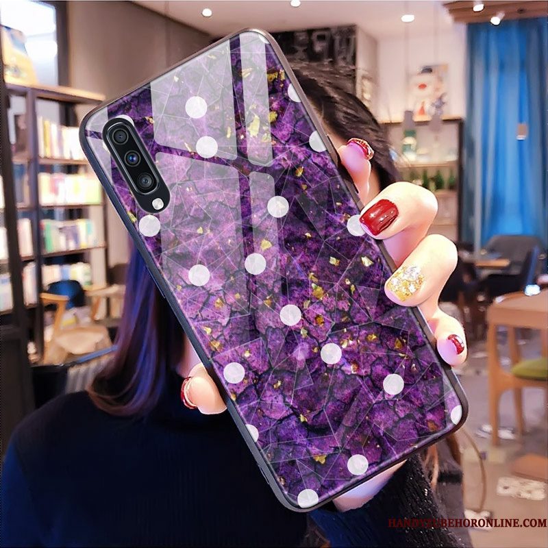 Hoesje Samsung Galaxy A70 Zacht Anti-fall Purper, Hoes Samsung Galaxy A70 Telefoon Patroon