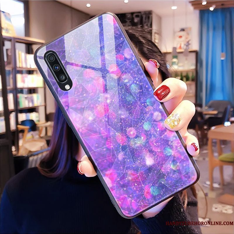 Hoesje Samsung Galaxy A70 Zacht Telefoon Ruit, Hoes Samsung Galaxy A70 Scheppend Purper