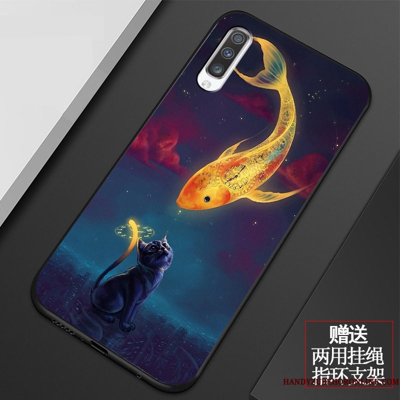 Hoesje Samsung Galaxy A70 Zakken Anti-fall Chinese Stijl, Hoes Samsung Galaxy A70 Mode Telefoon Blauw