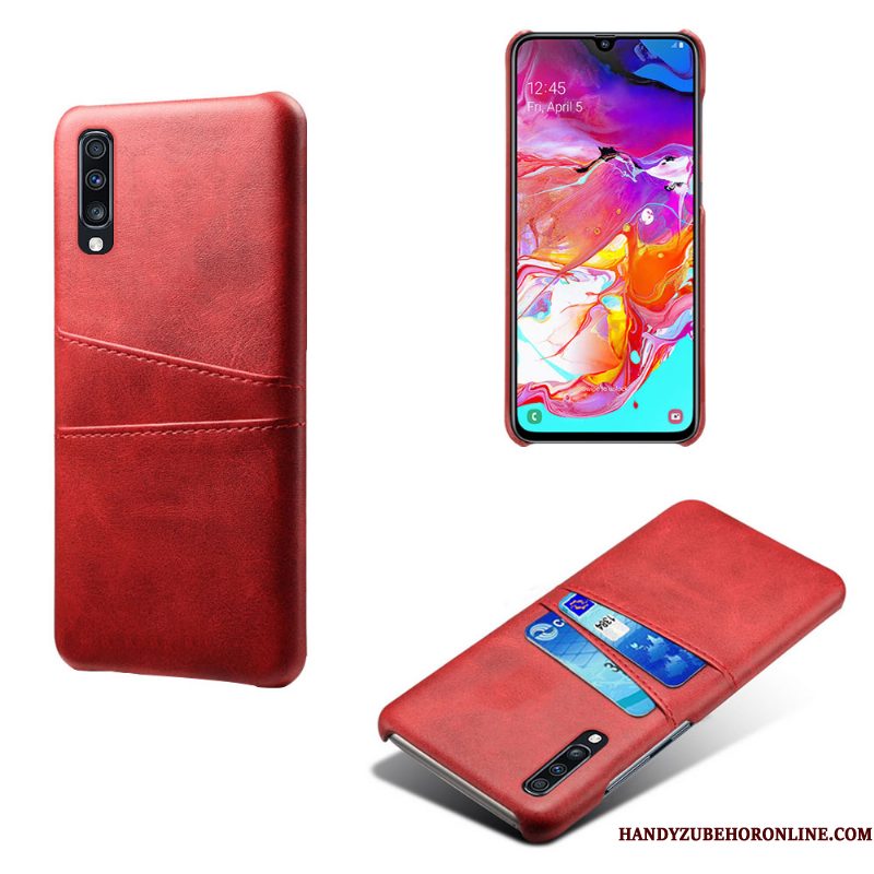 Hoesje Samsung Galaxy A70s Scheppend Rood Kwaliteit, Hoes Samsung Galaxy A70s Leer Persoonlijk Kaart