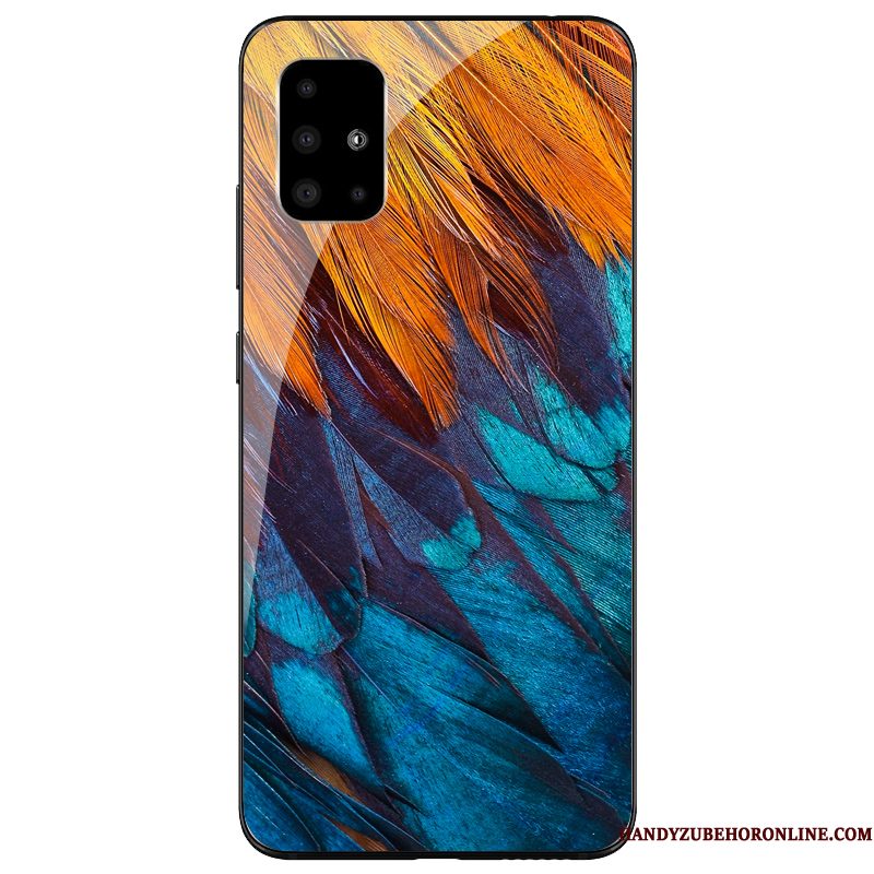 Hoesje Samsung Galaxy A71 Scheppend Glas Blauw, Hoes Samsung Galaxy A71 Zakken Persoonlijktelefoon