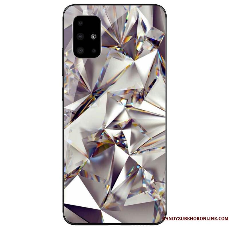 Hoesje Samsung Galaxy A71 Zakken Glas Anti-fall, Hoes Samsung Galaxy A71 Siliconen Telefoon Zilver