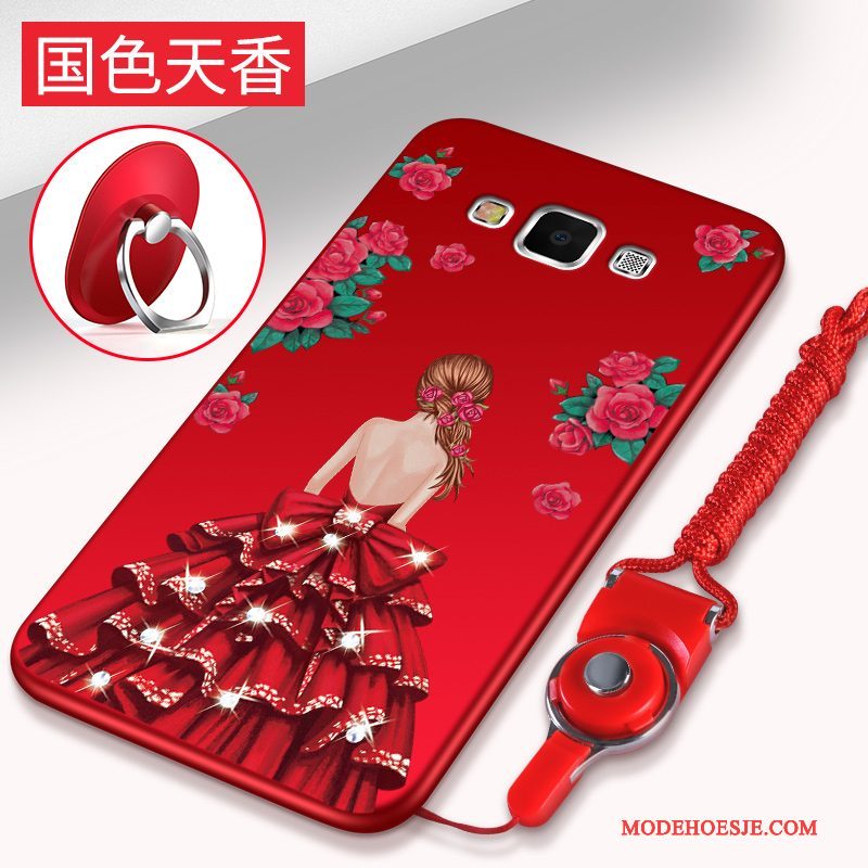 Hoesje Samsung Galaxy A8 Zacht Anti-fall Trend, Hoes Samsung Galaxy A8 Ondersteuning Rood Hanger